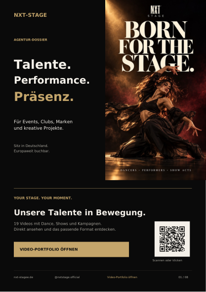 Titelseite des NXT-Stage Tanz- und Agentur-Dossiers